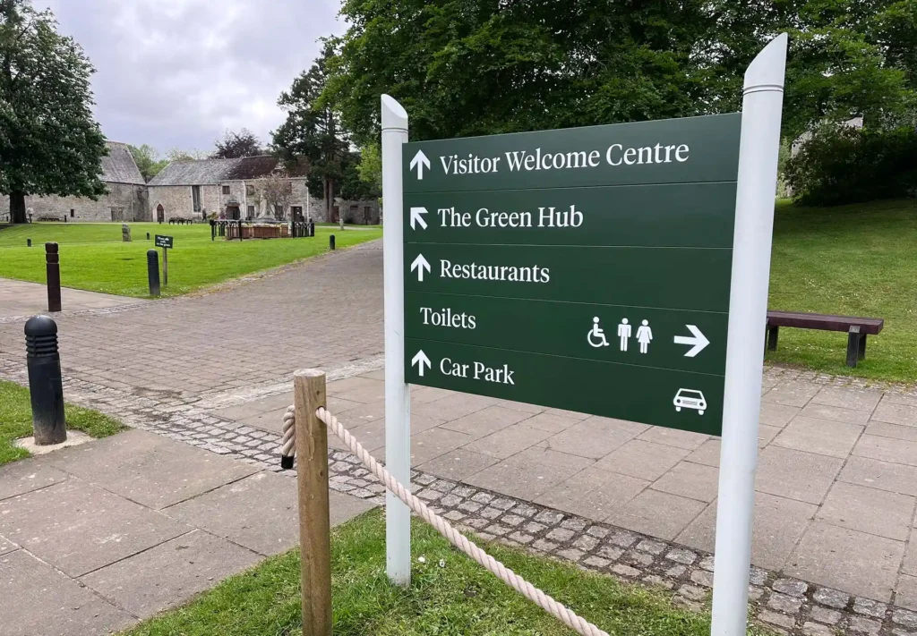 Series of signs produced and fitted for Buckfast Abbey pointing to different locations.