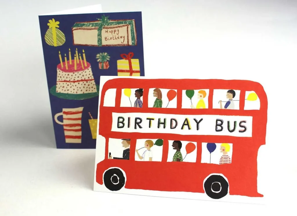 Two examples of custom greeting card printing.