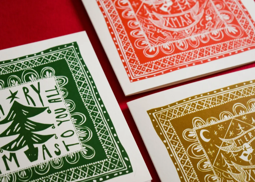 Printed gift card with a gold heading and blank lines for name, date and value.