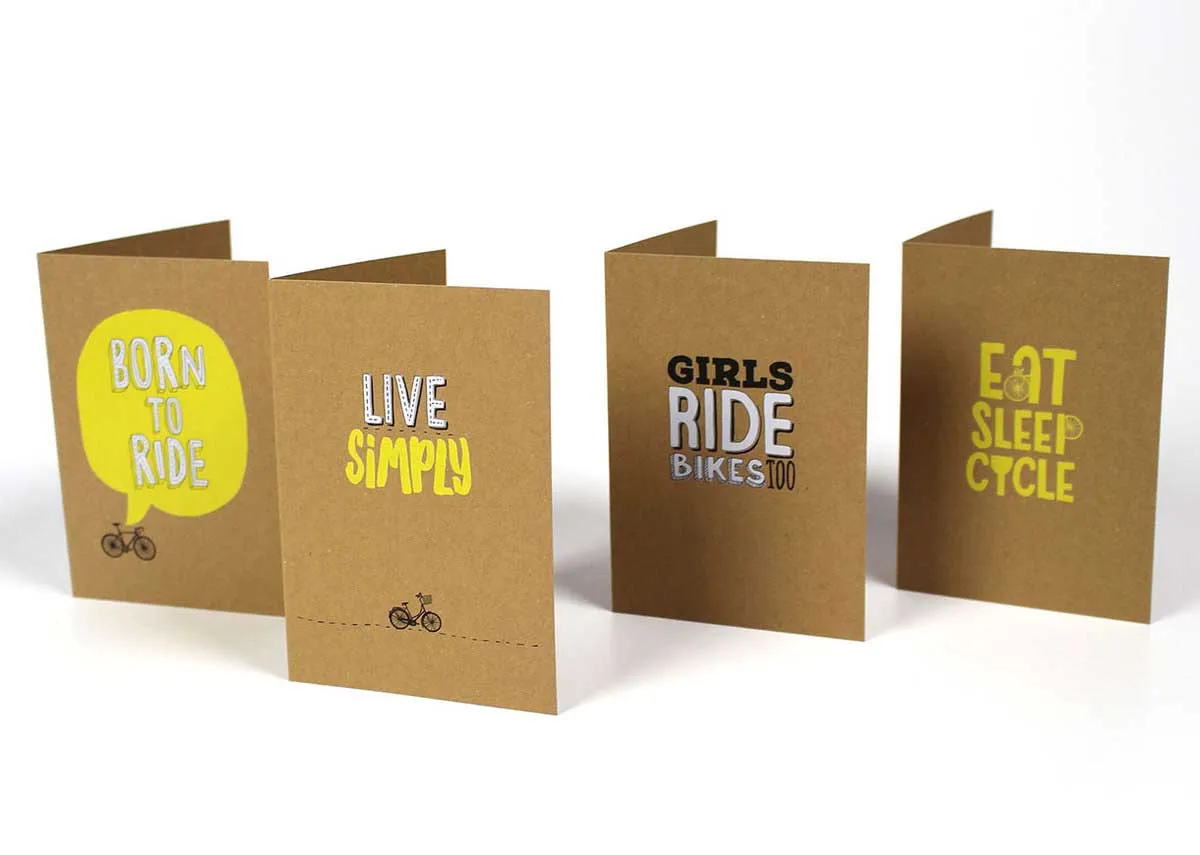 custom greeting cards with white ink on kraft stock