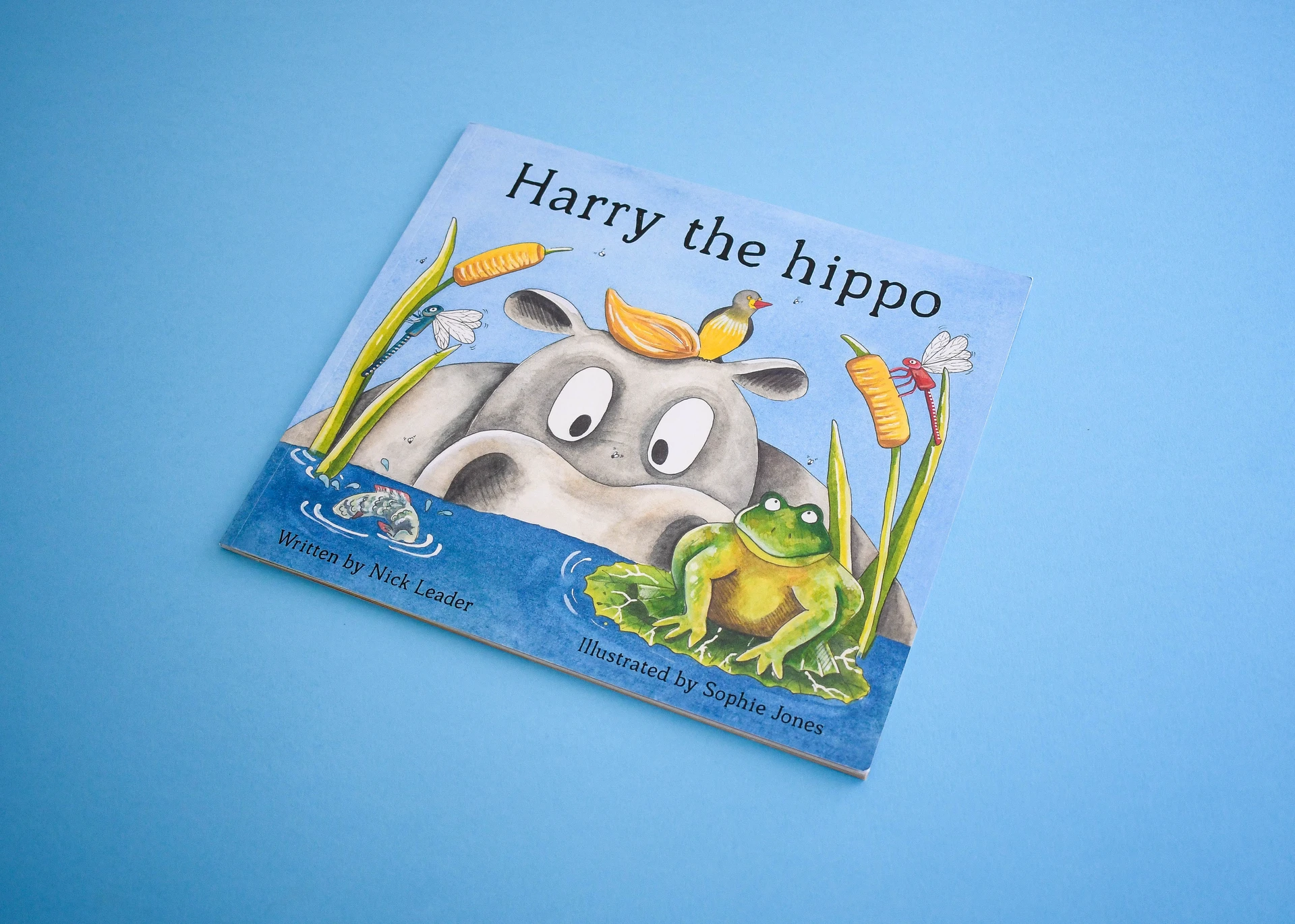 Harry the Hippo by Nick Leader, illustrated by Sophie Jones, a landscape softback children's book.