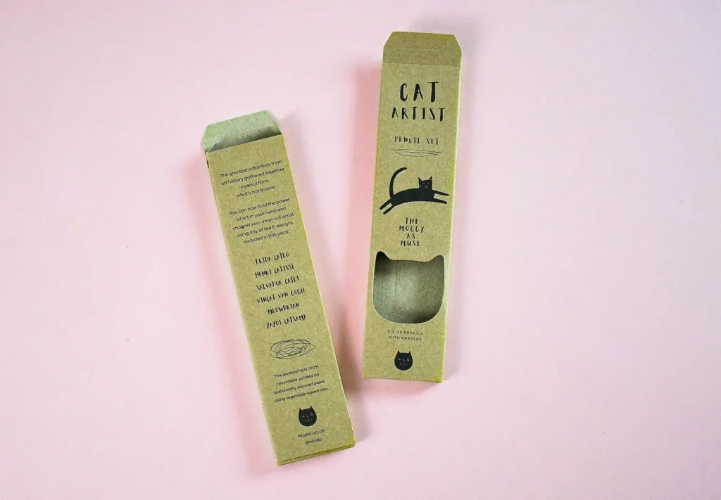 A bespoke printed pencil set box for Niaski.