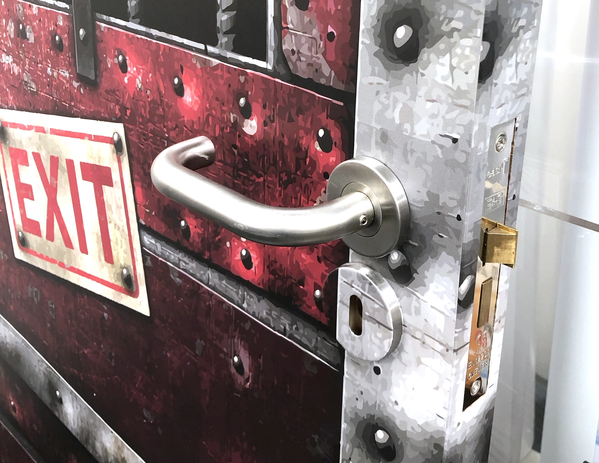 A door professionally wrapped perfectly with a custom large print.