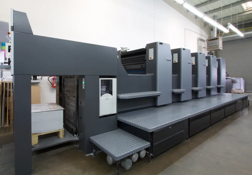 The lithography press at Ashley House printing company.