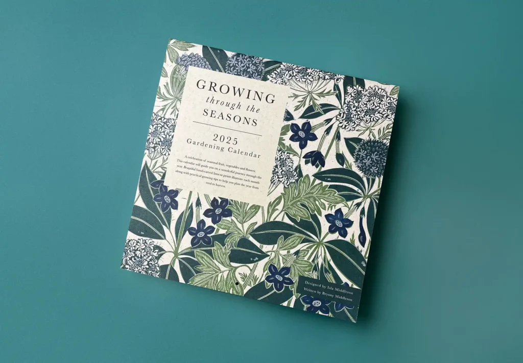 Front cover of a printed calendar, featuring beautiful illustration and high-quality print finish.