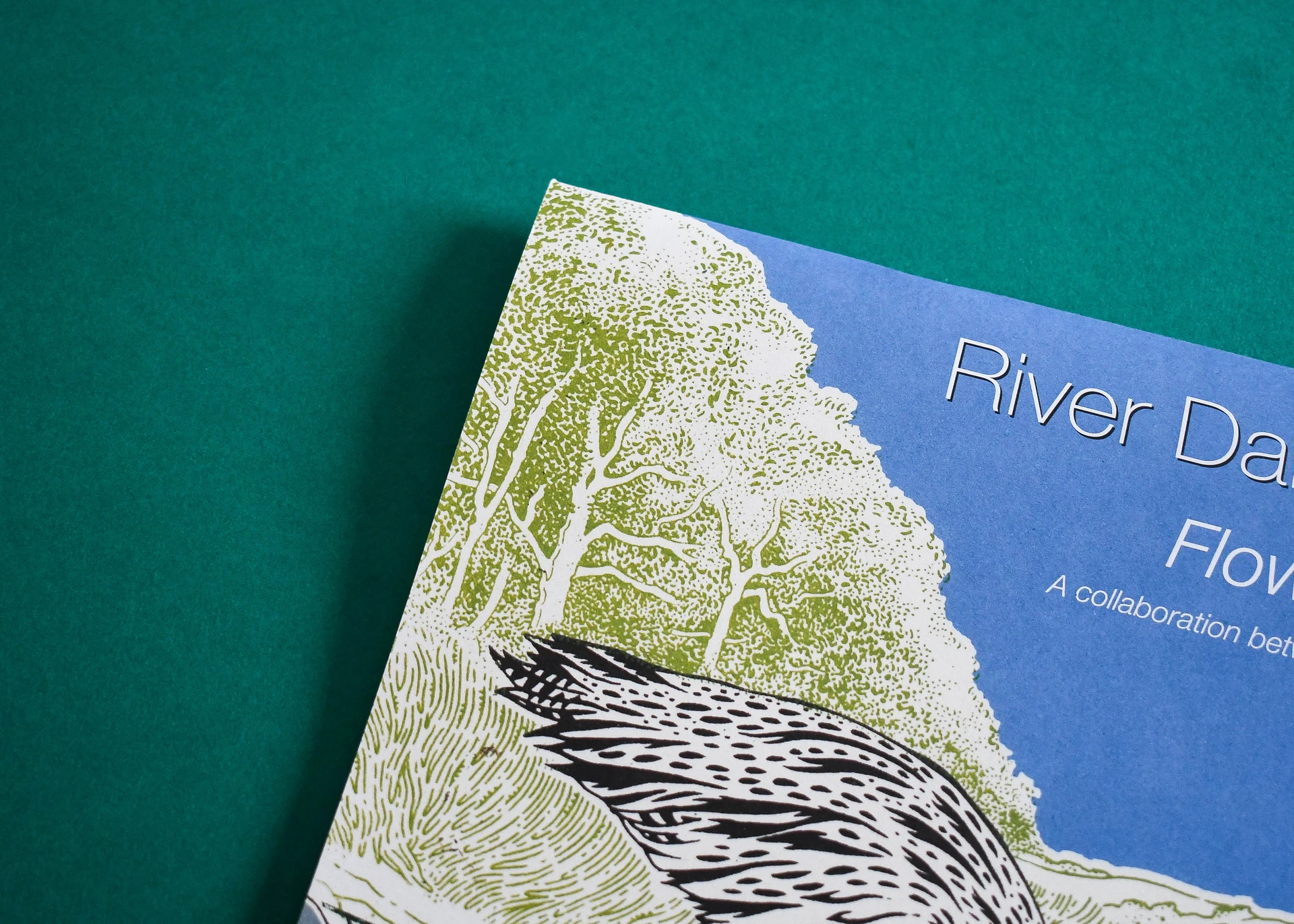 Close-up of the River Dart calendar cover, showing the fine stipple detail in the green treeline.