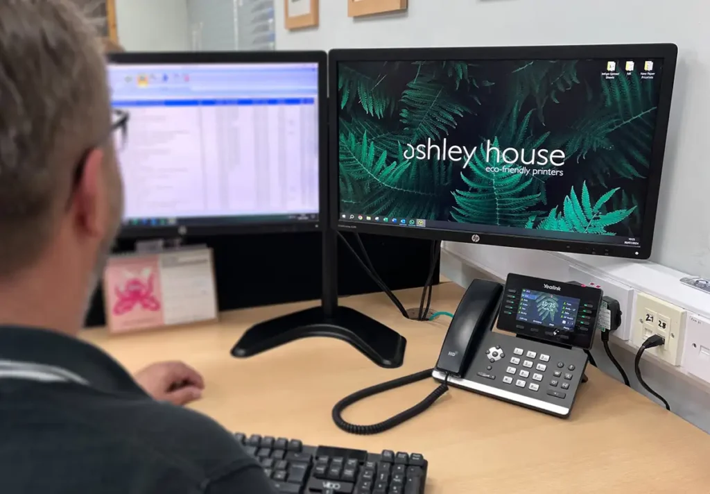 Joe, our estimator, working in the office at Ashley House.