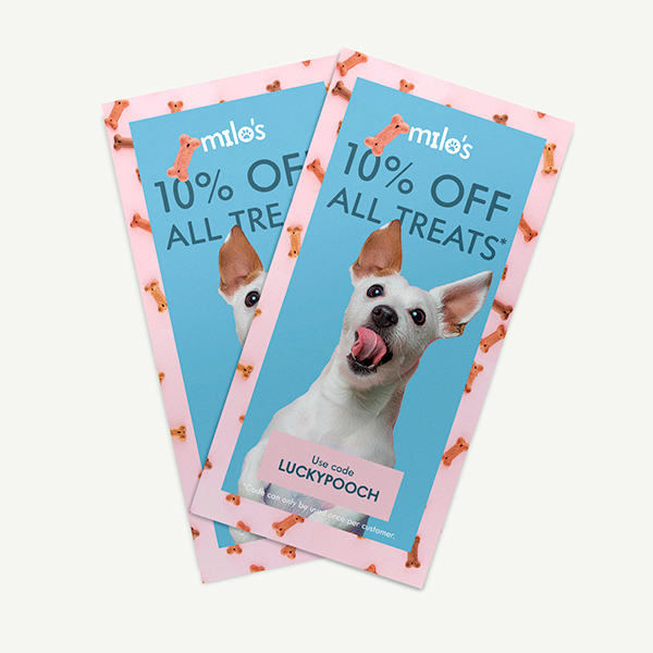 Some flyers for a dog treat company.