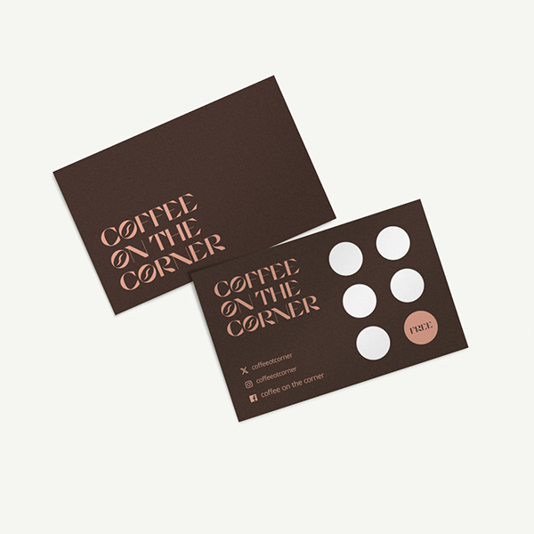 Loyalty card with six empty stamp zones, designed for customers to collect a stamp with each purchase to encourage repeat visits.