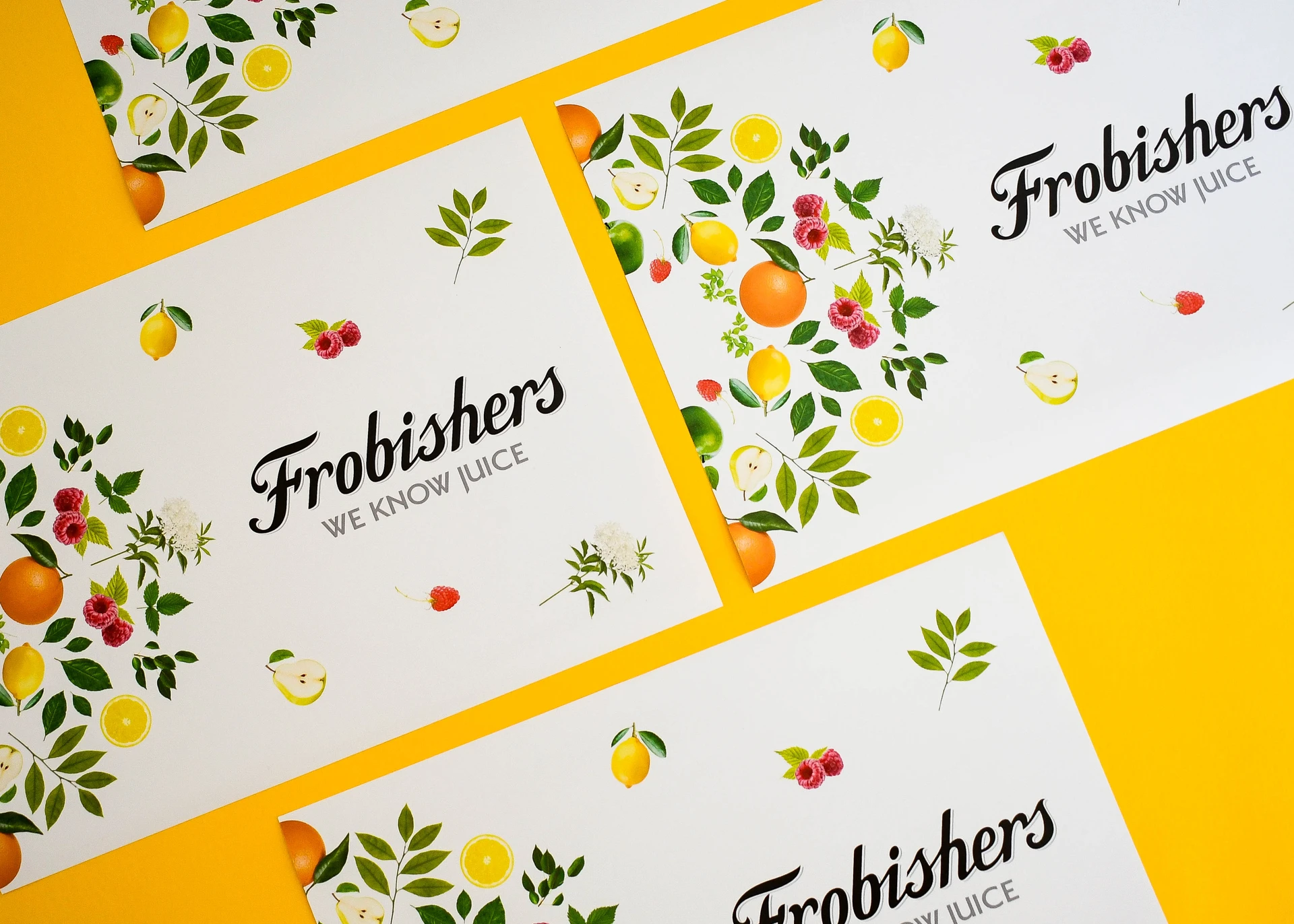 Branded marketing print for Frobishers showing crisp typography and colour accuracy