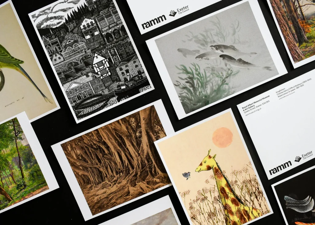 Digitally printed art postcards showcasing high detail image reproduction and consistent print quality