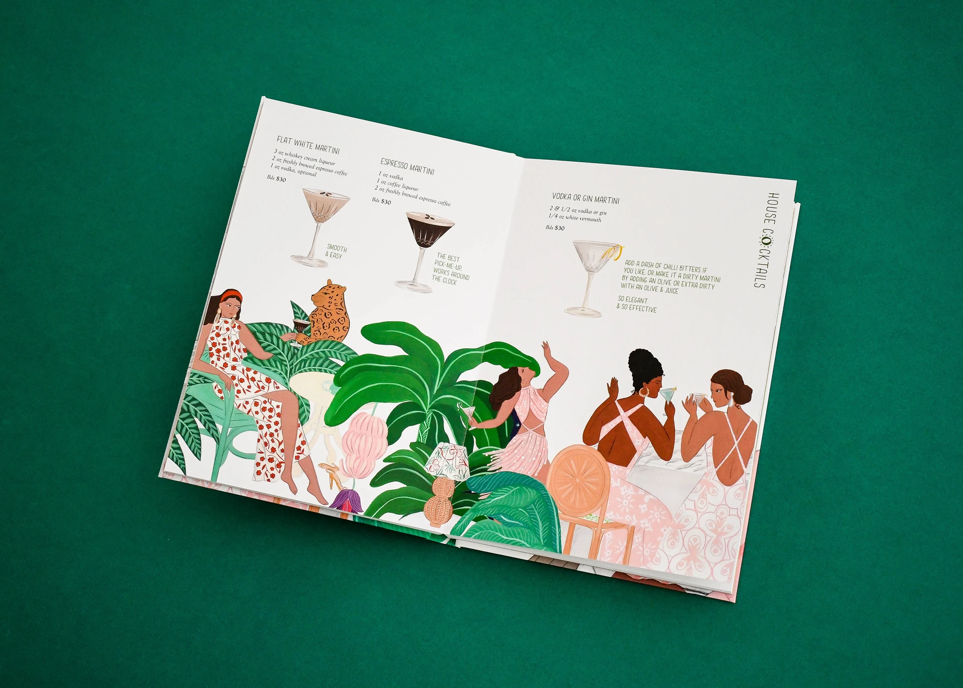 Open brochure spread with detailed illustration and clean layout produced with digital printing