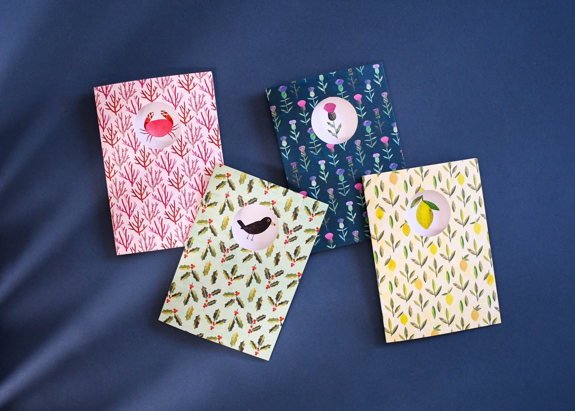 Selection of professionally printed greeting cards with patterned designs