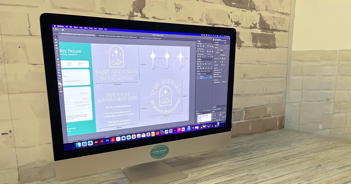 Graphics being designed in the Ashley House studio.